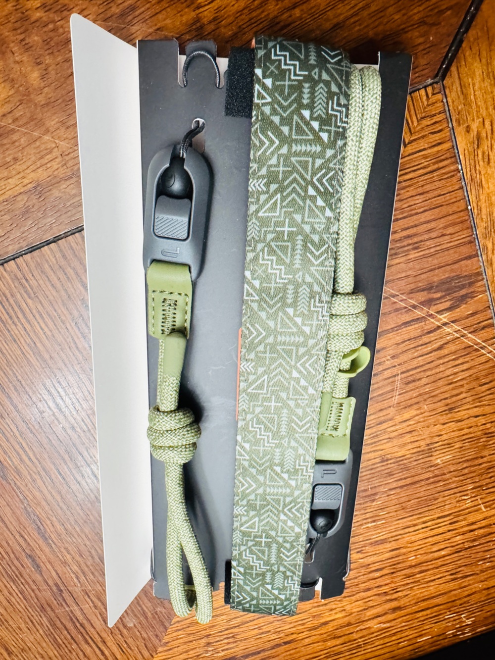 Olive Green Patterned Camera Strap with Padded Neck Support